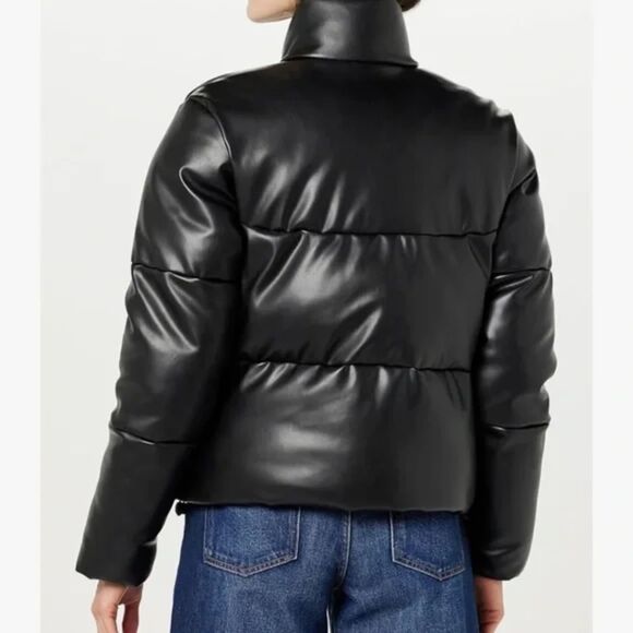 🖤 The Drop Priscilla Vegan Leather Puffer Black XS NWT - Picture 2 of 11